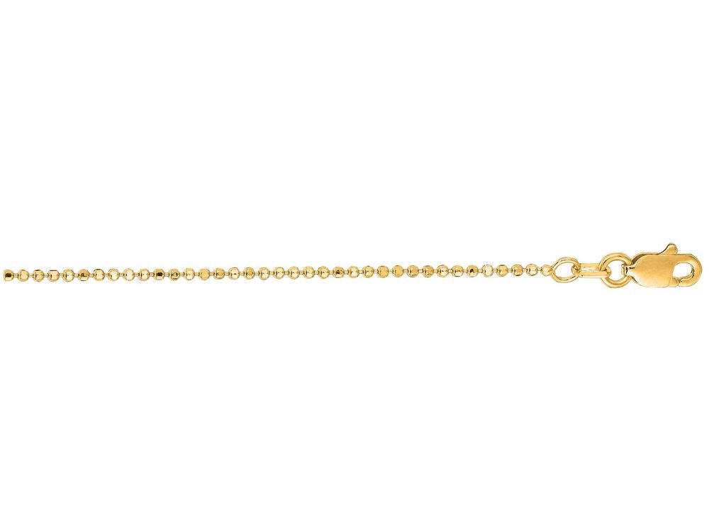 Finejewelers 14 Kt Yellow Gold 16 Inch 1.2mm Bright Cut Bead Chain Necklace With Lobster Clasp