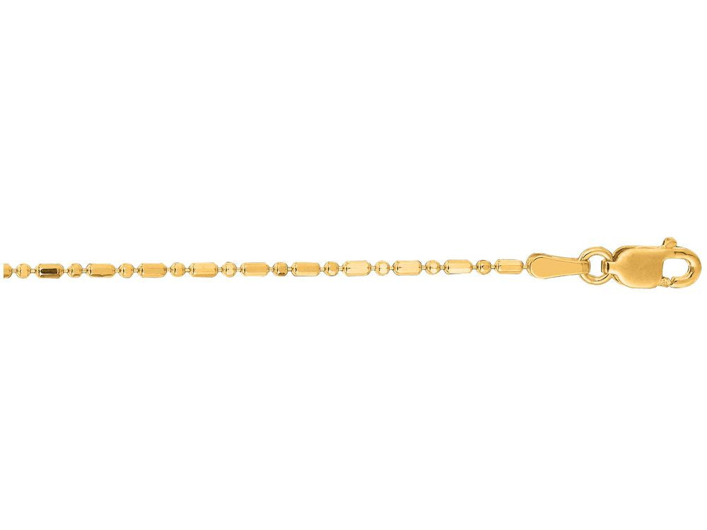 Finejewelers 14 Kt Yellow Gold 16 Inch 1.2mm Bright Cut Bead Chain Necklace With Lobster Clasp