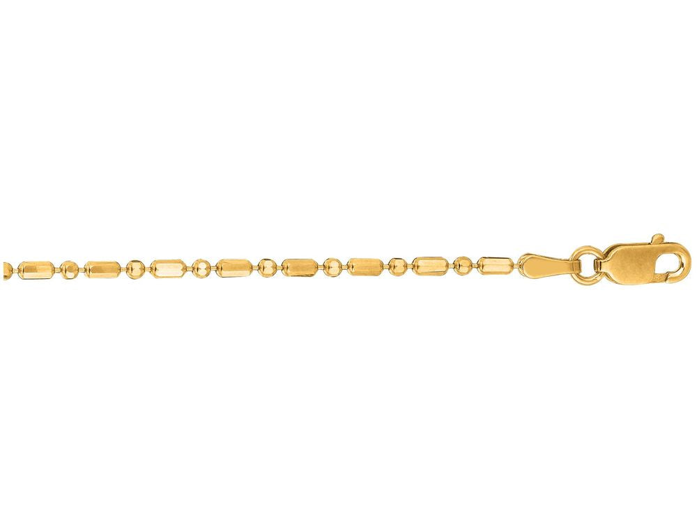 Finejewelers 14 Kt Yellow Gold 16 Inch 1.5mm Bright Cut Bead Chain Necklace With Lobster Clasp