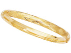 Finejewelers 14 Kt Yellow Gold 7 Inch 6.0mm Textured Sparkle Bangle With Pattern With Clasp