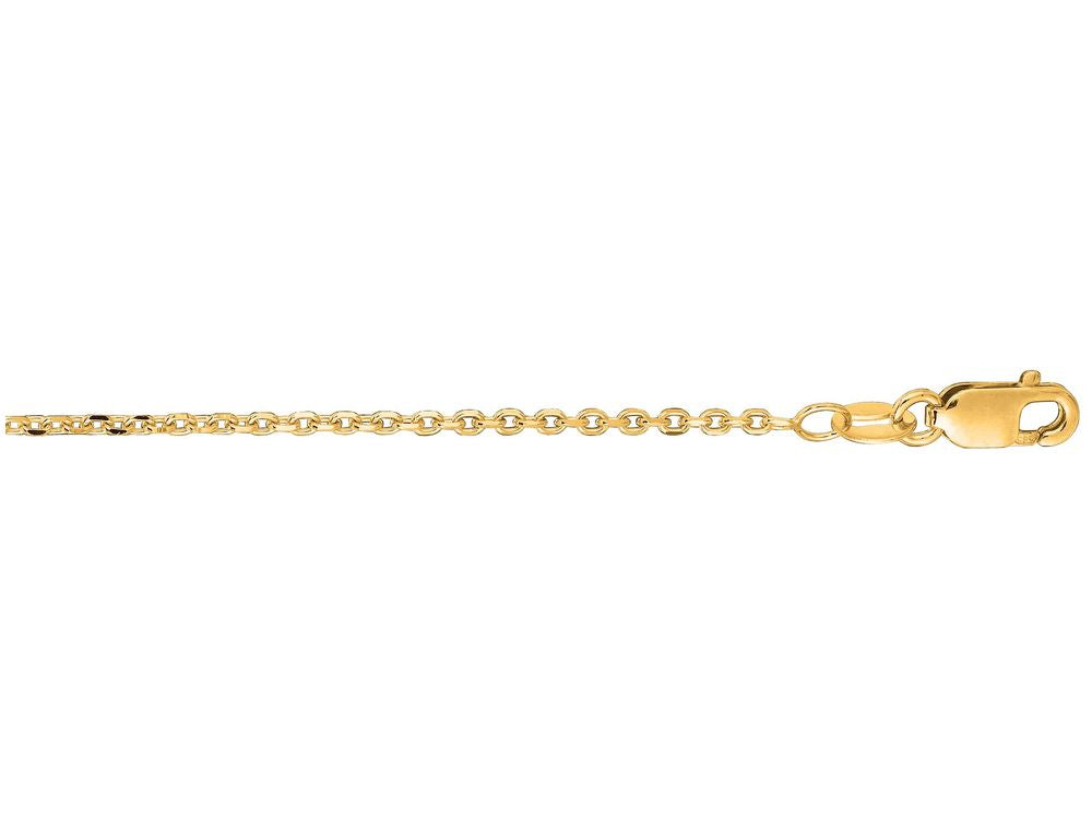 Finejewelers 14 Kt Yellow Gold 16 Inch 1.4mm Bright Cut Cable Link Chain Necklace With Lobster Clasp