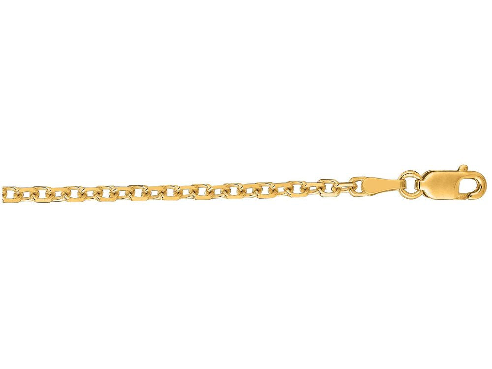 Finejewelers 14 Kt Yellow Gold 16 Inch 2.3mm Bright Cut Cable Link Chain Necklace With Lobster Clasp