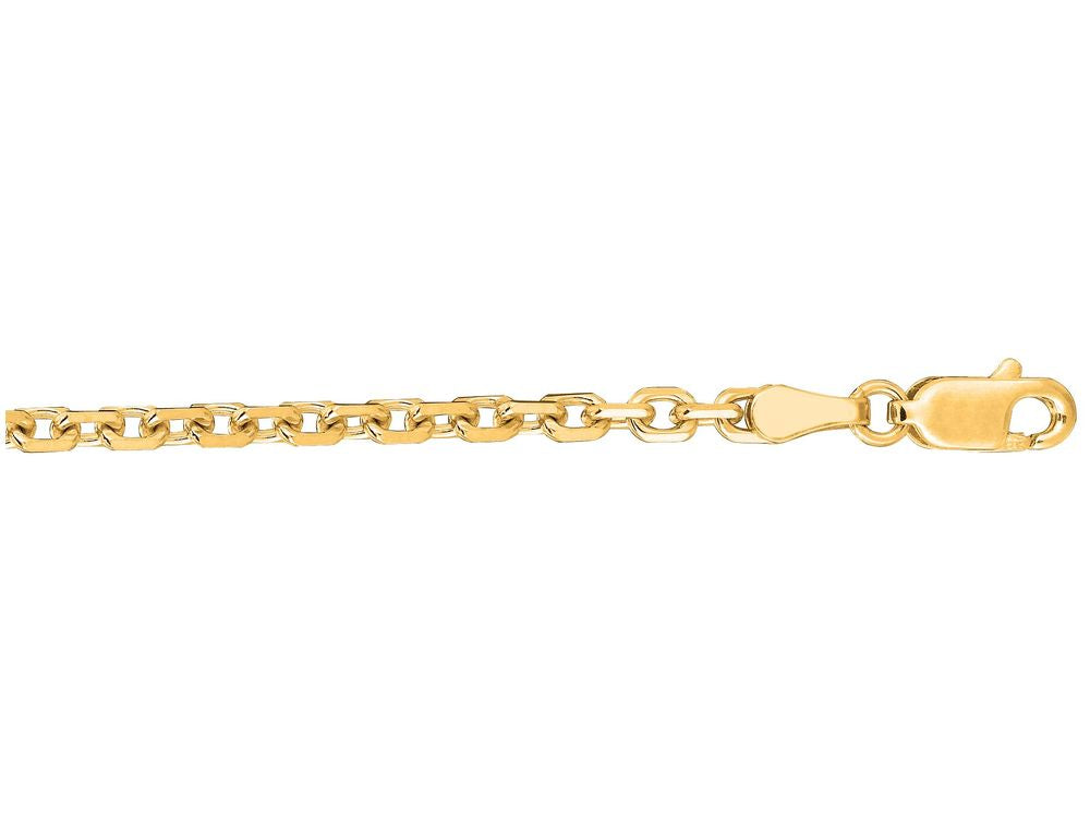 Finejewelers 14 Kt Yellow Gold 18 Inch 3.1mm Bright Cut Cable Link Chain Necklace With Lobster Clasp