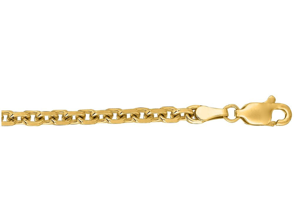 Finejewelers 14 Kt Yellow Gold 18 Inch 4.0mm Bright Cut Cable Link Chain Necklace With Lobster Clasp