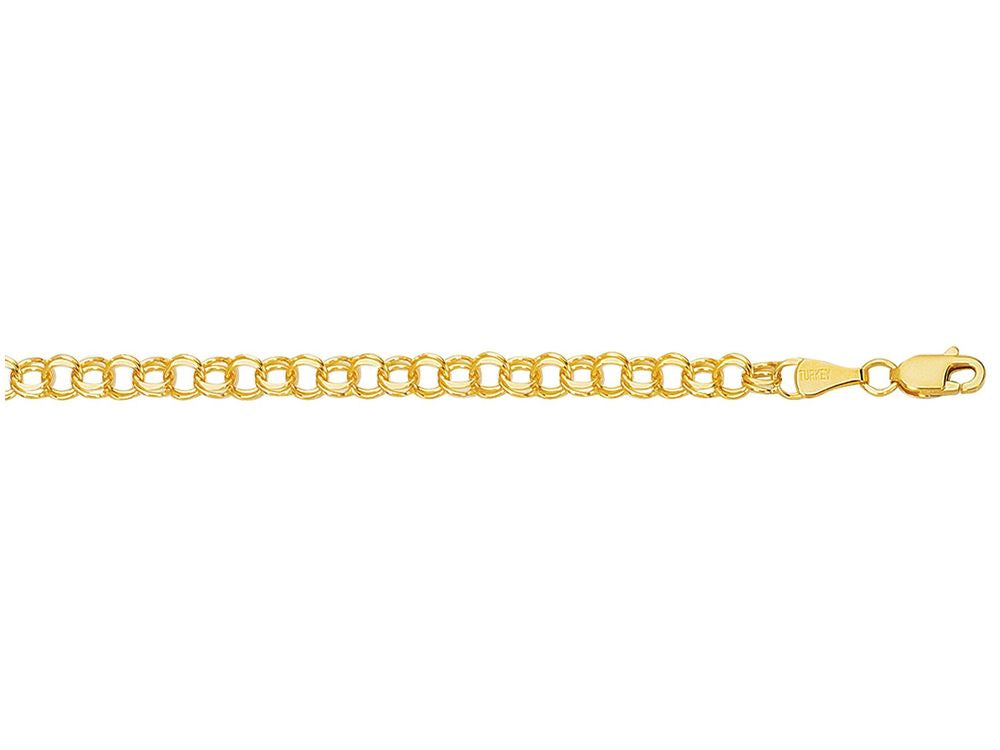 Finejewelers 14 Kt Yellow Gold 6 Inch Bright Cut Double Link Charm Bracelet With Lobster Clasp