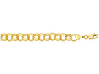 Finejewelers 14 Kt Yellow Gold 7 Inch Bright Cut Double Link Charm Bracelet With Lobster Clasp