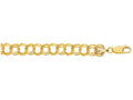 Finejewelers 14 Kt Yellow Gold 7 Inch Bright Cut Double Link Charm Bracelet With Lobster Clasp