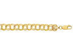 Finejewelers 14 Kt Yellow Gold 7 Inch Bright Cut Double Link Charm Bracelet With Lobster Clasp