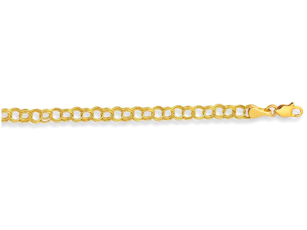 Finejewelers 14 Kt Yellow Gold 7.25 Inch Bright Cut Lite Charm Bracelet With Lobster Clasp