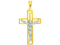 Finejewelers 14k Gold Yw Pol/tex. Flat Cross W/figurine