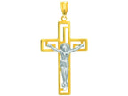 Finejewelers 14k Gold Yw Pol/tex. Flat Cross W/figurine