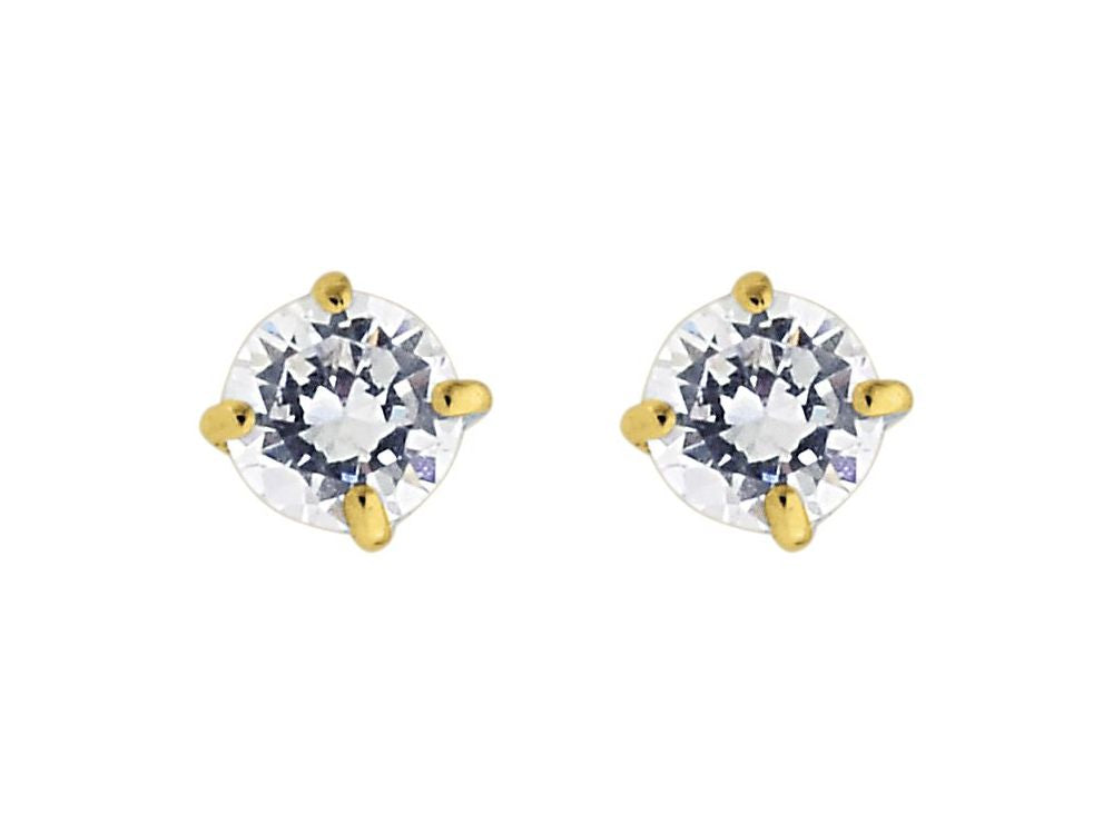 Finejewelers 14 Kt Two Tone Gold 4.0mm Round Faceted Cubic Zirconia Stud Earring