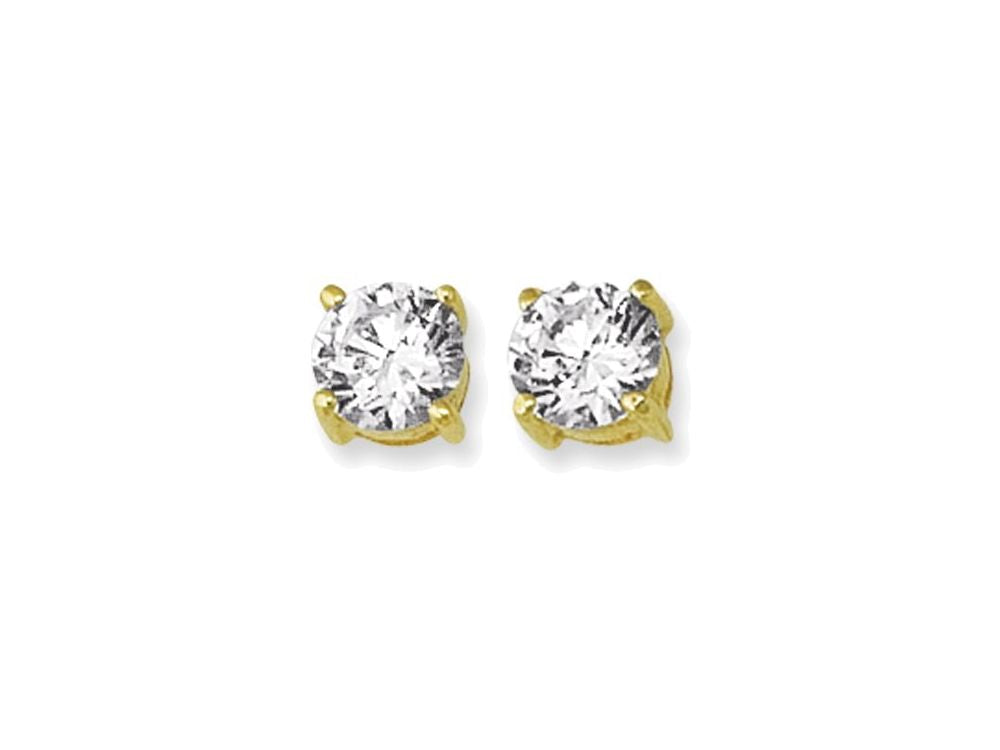 Finejewelers 14 Kt Two Tone Gold 6.0mm Round Faceted Cubic Zirconia Stud Earring