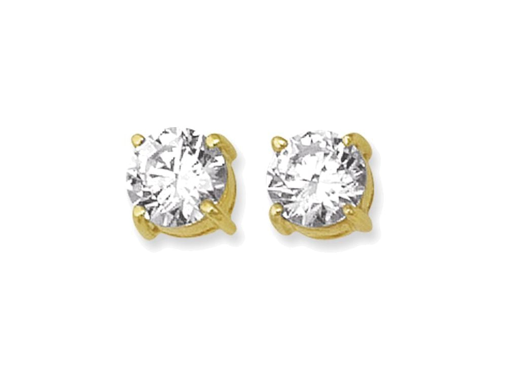 Finejewelers 14 Kt Two Tone Gold 7.0mm Round Faceted Cubic Zirconia Stud Earring