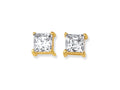 Finejewelers 14 Kt Two Tone Gold 5.0mm Square Faceted Cubic Zirconia Stud Earring