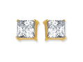 Finejewelers 14 Kt Two Tone Gold 6.0mm Square Faceted Cubic Zirconia Stud Earring