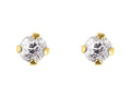 Finejewelers 14 Kt Two Tone Gold 2.0mm Round Faceted Cubic Zirconia Stud Earring