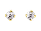 Finejewelers 14 Kt Two Tone Gold 2.0mm Round Faceted Cubic Zirconia Stud Earring