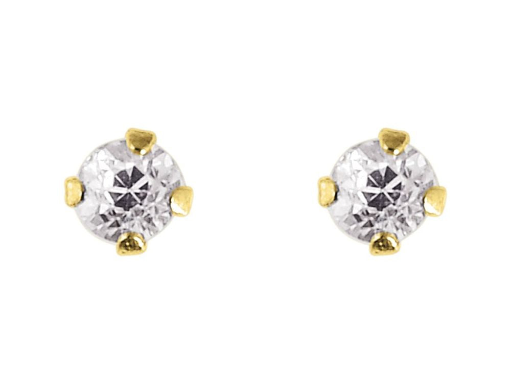 Finejewelers 14 Kt Two Tone Gold 2.0mm Round Faceted Cubic Zirconia Stud Earring