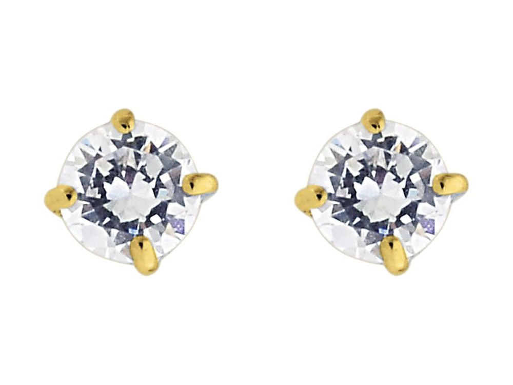 Finejewelers 14 Kt Two Tone Gold 3.0mm Round Faceted Cubic Zirconia Stud Earring