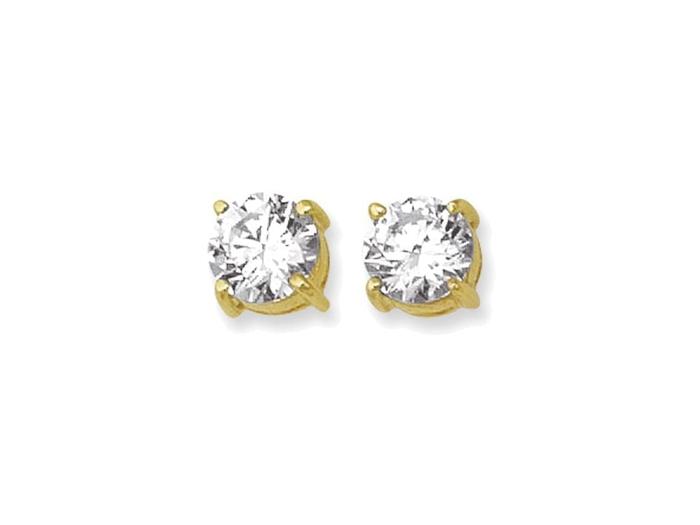 Finejewelers 14 Kt Two Tone Gold 8.0mm Round Faceted Cubic Zirconia Stud Earring