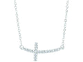 Finejewelers 14k Gold 18 Inch 0.12ct Necklace With Short Curved Side Way Cross
