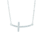 Finejewelers 14k Gold 18 Inch 0.12ct Necklace With Short Curved Side Way Cross