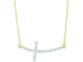Finejewelers 14 Kt Yellow Gold 18 Inch 0.22ct Side Cross Necklace With Long Curved Side Way Cross