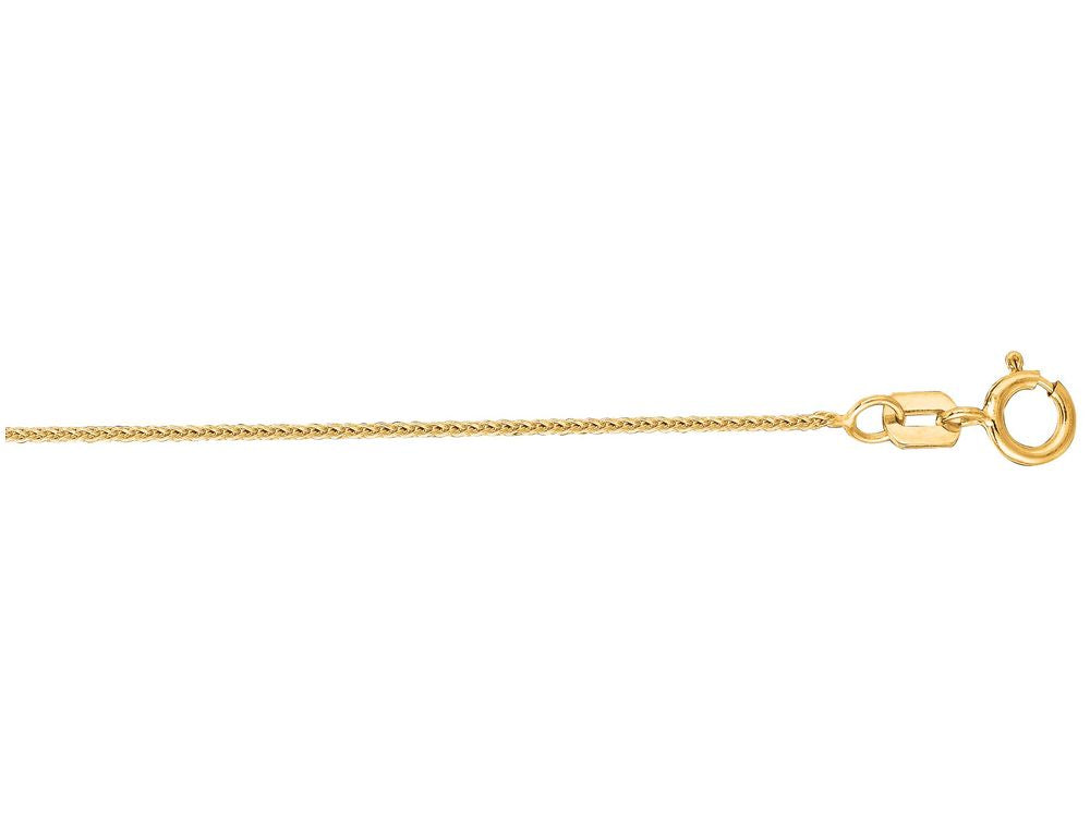 Finejewelers 14 Kt Yellow Gold 16 Inch 0.6mm Round Bright Cut Wheat Chain Necklace With Spring Ring Clasp