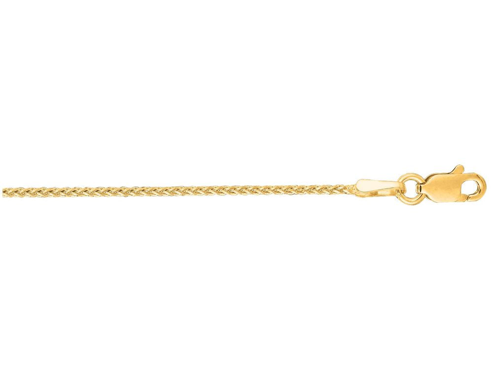 Finejewelers 14 Kt Yellow Gold 16 Inch 1.1mm Round Bright Cut Wheat Chain Necklace With Lobster Clasp