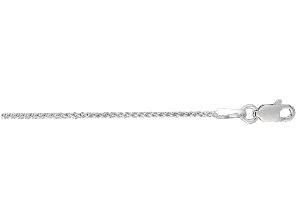 Finejewelers 14 Kt White Gold 16 Inch 1.1mm Bright Cut Wheat Chain Necklace With Lobster Clasp