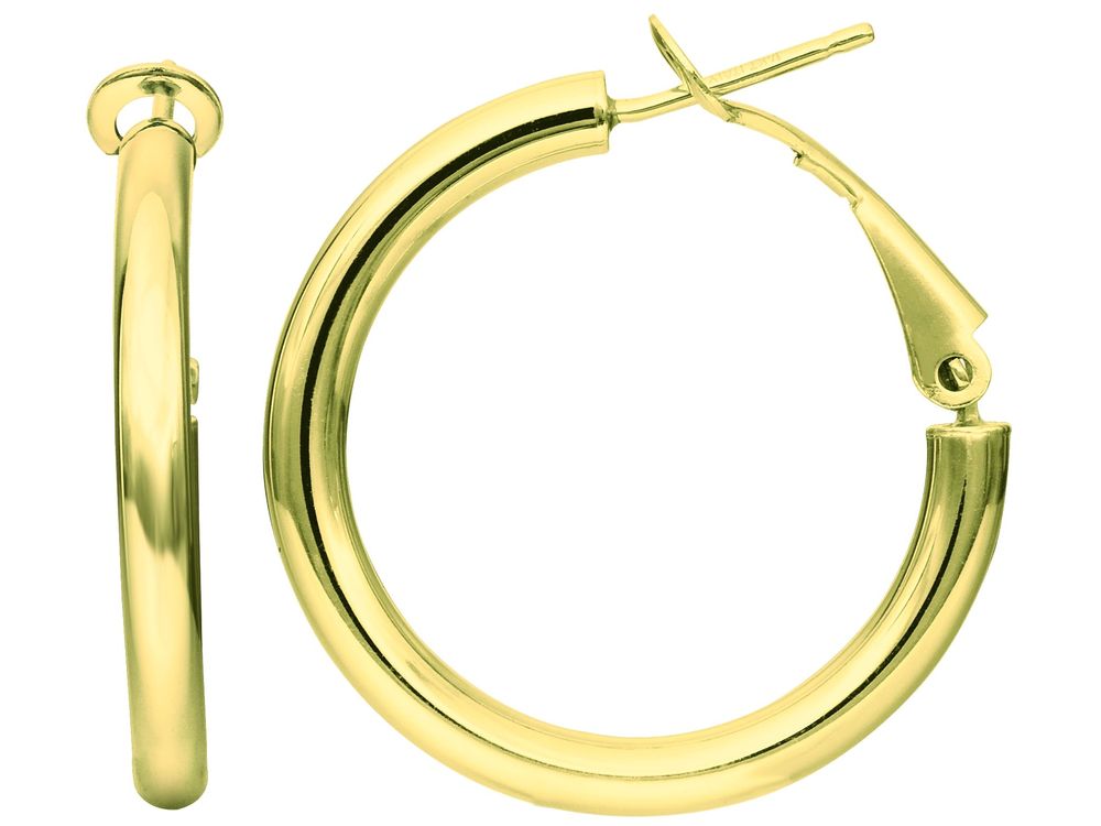 Finejewelers 14 Kt Yellow Gold 20mm Omega Back Round Tube Hoop Earring