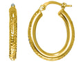 Finejewelers 14 Kt Yellow Gold Bright Cut Oval Shape Fashion Sparkle Hoop Earring