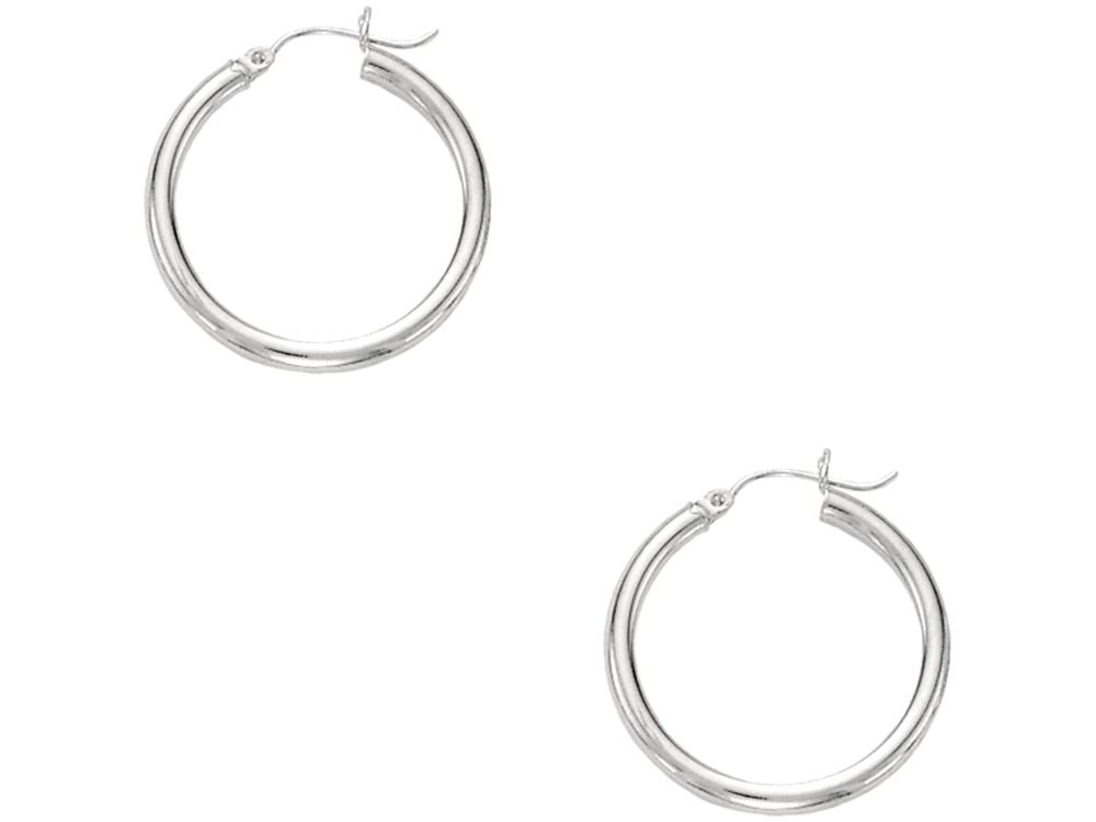Finejewelers 14 Kt White Gold 3x25mm Round Tube Hoop Fancy Earring