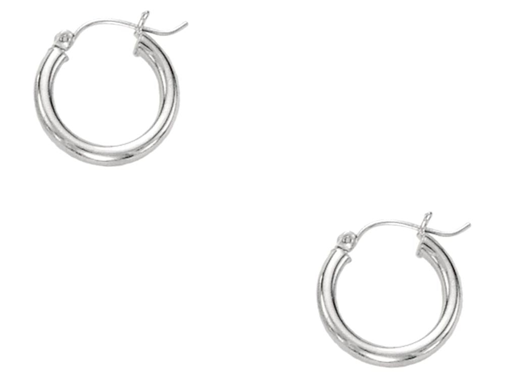 Finejewelers 14 Kt White Gold 3x15mm Round Tube Hoop Earring