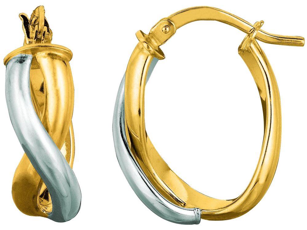 Finejewelers 14 Kt Two Tone Gold Oval Shape Double Row Twisted Hoop Earring