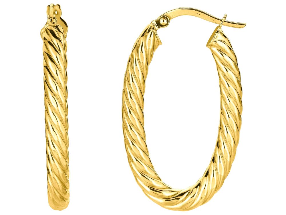 Finejewelers 14 Kt Yellow Gold Oval Shape Twists Hoop Earring