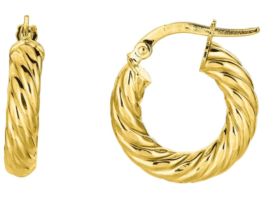 Finejewelers 14 Kt Yellow Gold 4.0x10mm Round Tube Twists Hoop Earring