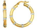 Finejewelers 14 Kt Two Tone Gold Bright Cut Fashion Sparkle Round Hoop Earring