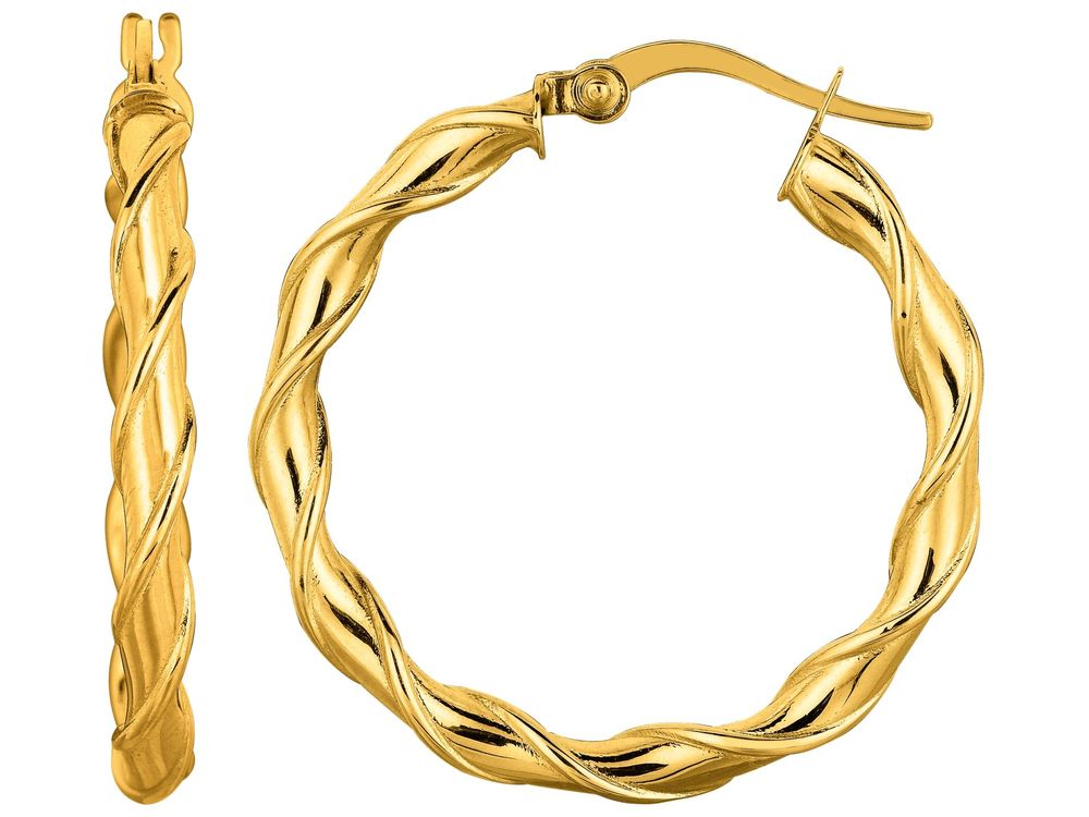 Finejewelers 14 Kt Yellow Gold 25mm Round Type Twisted Hoop Earring