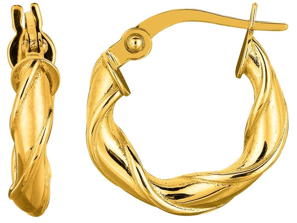 Finejewelers 14 Kt Yellow Gold 10mm Round Type Twisted Hoop Earring