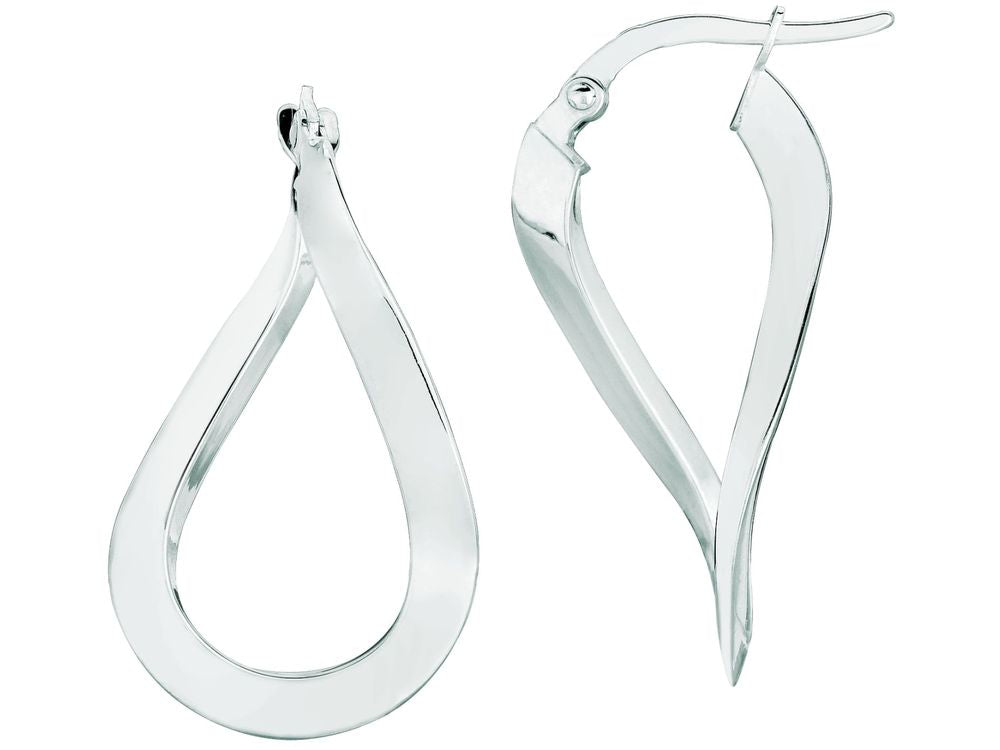 Finejewelers 14 Kt White Gold Oval Shape Freeform Hoop Earring