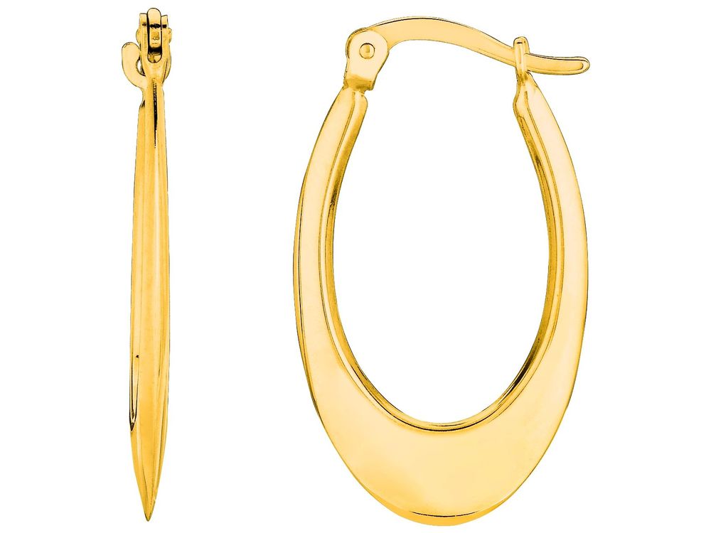 Finejewelers 14 Kt Yellow Gold Graduated Puffed Open Oval Hoop Earring