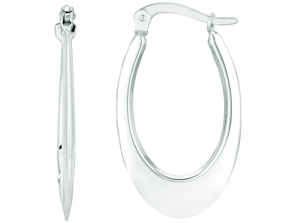 Finejewelers 14 Kt White Gold Graduated Puffed Open Oval Hoop Earring