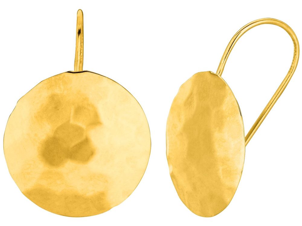 Finejewelers 14 Kt Yellow Gold Round Shield Like Drop Earring