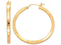 Finejewelers 14 Kt Yellow Gold Fancy Bright Cut Square Tube Round Hoop Earring