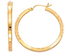 Finejewelers 14 Kt Yellow Gold Fancy Bright Cut Square Tube Round Hoop Earring