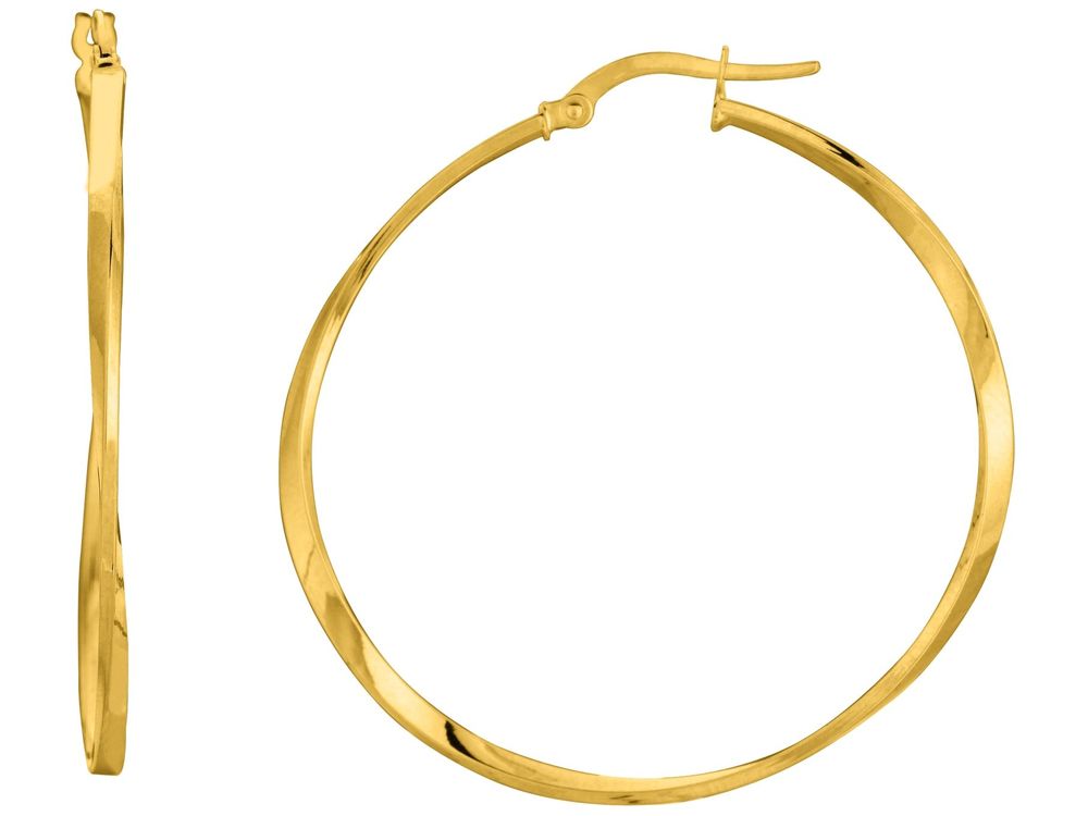Finejewelers 14 Kt Yellow Gold Squaretube Twisted Hoop Earring