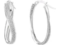 Finejewelers 14 Kt White Gold 3.75mm Twisted Oval Hoop Earring With Glitter