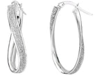 Finejewelers 14 Kt White Gold 3.75mm Twisted Oval Hoop Earring With Glitter